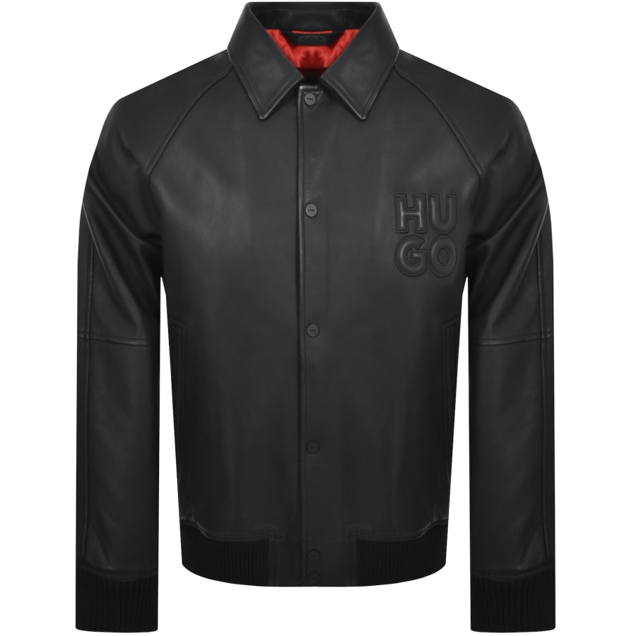 HUGO Larston Sheepskin Leather Jacket Black Mainline Menswear Denmark